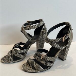 Women's Nine West Snakeskin Strappy Heels Sandals 7‎ 1/2